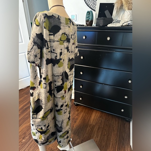 NWT-Linen Crew Neck Short Sleeve Dress w/ pockets - Picture 9 of 10